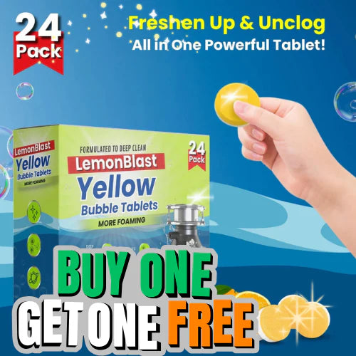 Lemon Blast Yellow Bubble Tablets – Powerful Lemon Cleaning Tablets for Toilets, Sinks & Drains